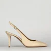 Slingback decoltè tacco 8 cm beige pelle