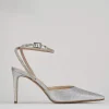 Slingback decoltè tacco 8 cm argento glitter