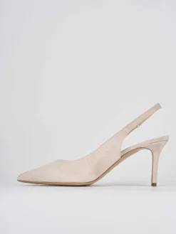 Slingback decoltè tacco 7 cm beige camoscio