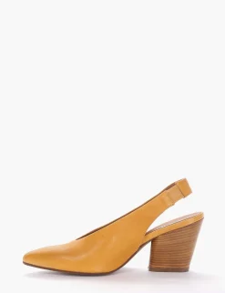 Slingback decoltè tacco 8 cm giallo pelle