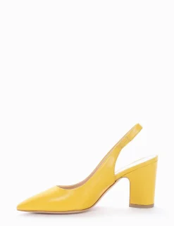 Slingback decoltè tacco 8 cm giallo pelle