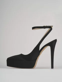 Slingback decoltè tacco 11 cm nero raso