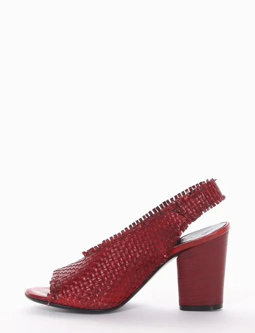 Slingback decoltè tacco 7 cm rosso pelle