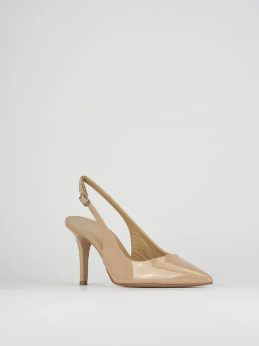 Slingback decoltè tacco 8 cm rosa vernice