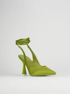Slingback decoltè tacco 9 cm verde raso