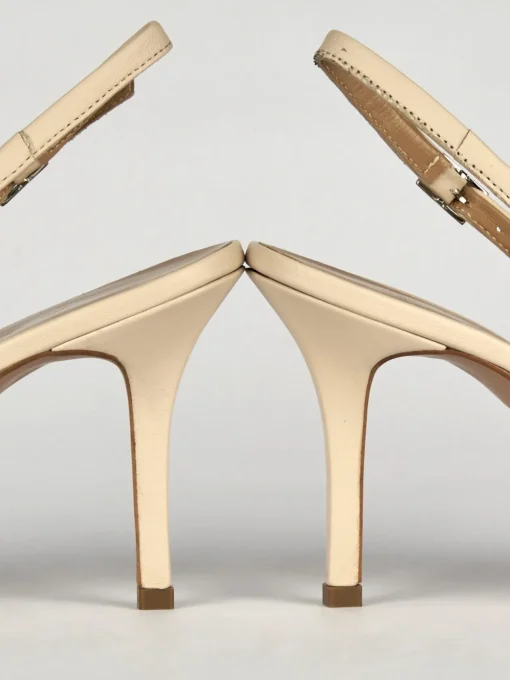 Slingback decoltè tacco 8 cm beige pelle