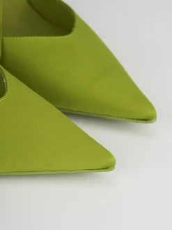 Slingback decoltè tacco 9 cm verde raso