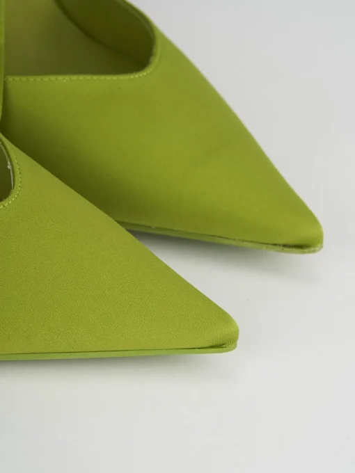 Slingback decoltè tacco 9 cm verde raso