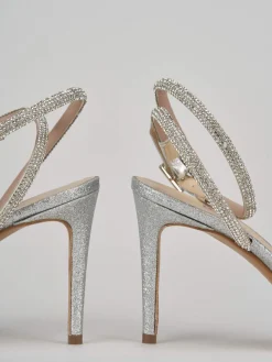 Slingback decoltè tacco 8 cm argento glitter