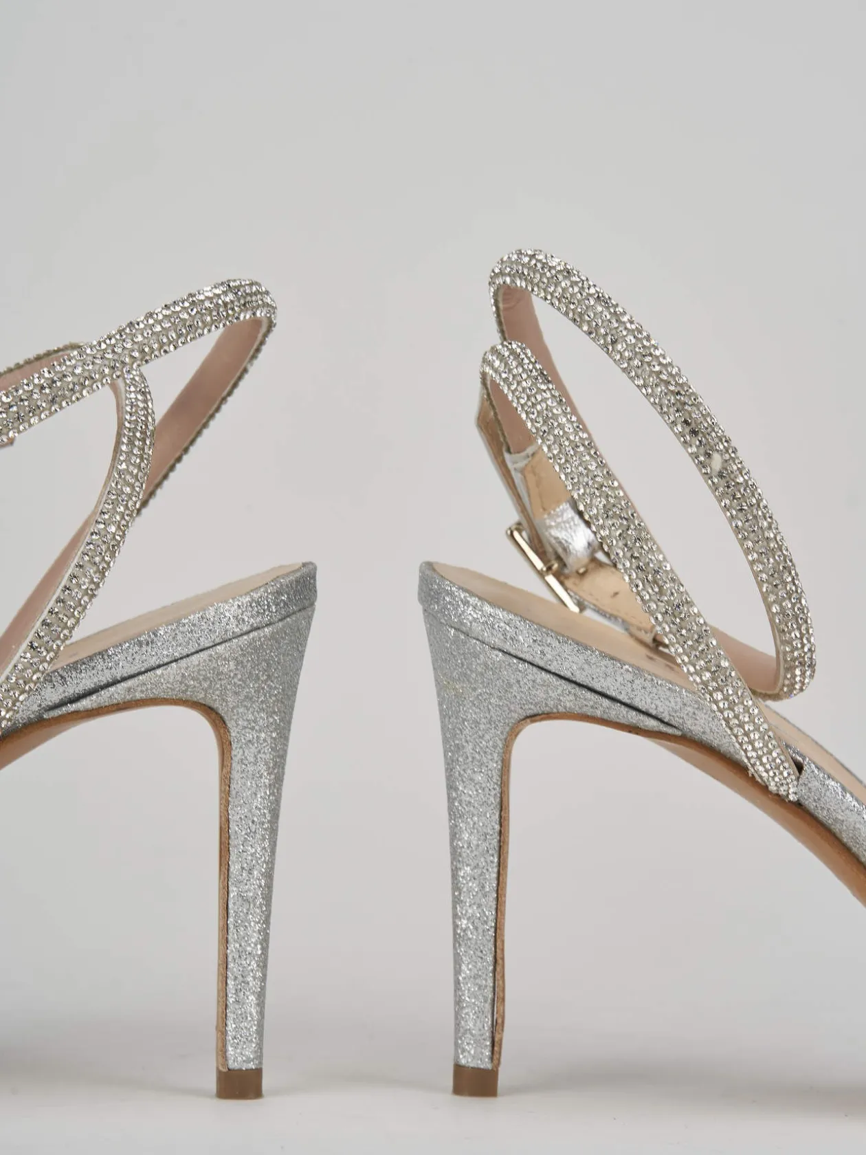 Slingback decoltè tacco 8 cm argento glitter