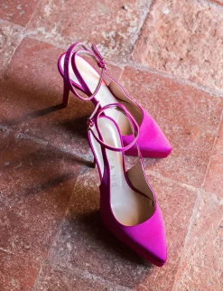 Slingback decoltè tacco 11 cm rosa raso