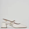 Slingback tacco 5 cm bianco pelle