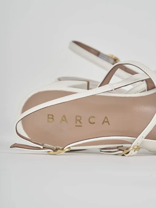Slingback tacco 5 cm bianco pelle
