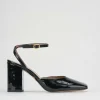Slingback tacco 8 cm nero vernice
