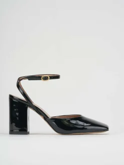 Slingback tacco 8 cm nero vernice