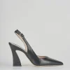 Slingback tacco 9 cm nero pelle