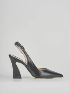 Slingback tacco 9 cm nero pelle