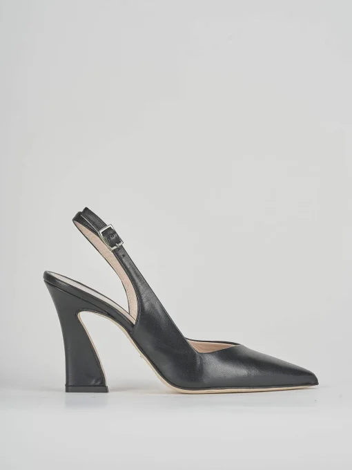 Slingback tacco 9 cm nero pelle