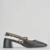 Slingback tacco 5 cm nero pelle