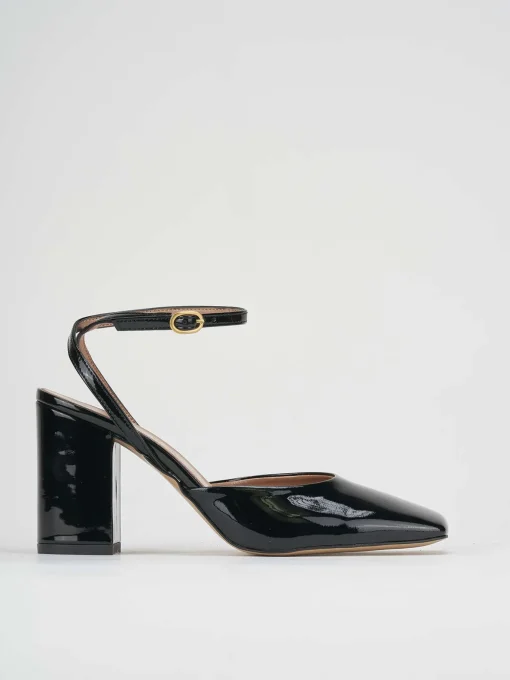 Slingback tacco 8 cm nero vernice