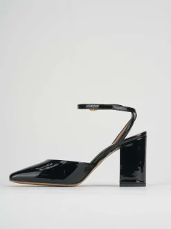 Slingback tacco 8 cm nero vernice