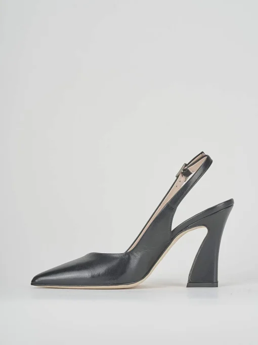 Slingback tacco 9 cm nero pelle