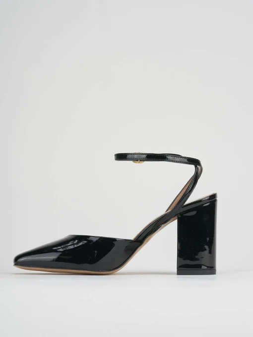 Slingback tacco 8 cm nero vernice