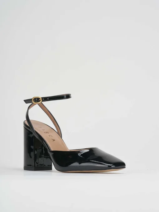 Slingback tacco 8 cm nero vernice