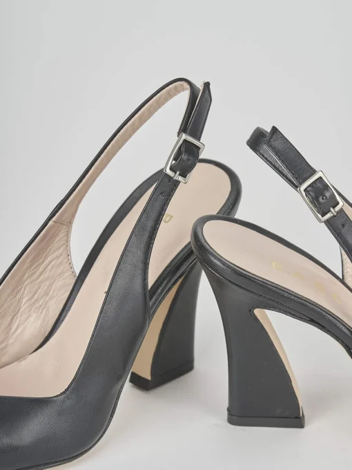 Slingback tacco 9 cm nero pelle