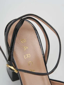 Slingback tacco 8 cm nero vernice