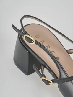 Slingback tacco 5 cm nero pelle