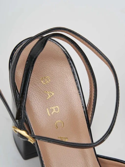 Slingback tacco 8 cm nero vernice