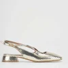 Slingback tacco 3 cm oro pitone