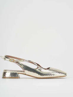Slingback tacco 3 cm oro pitone