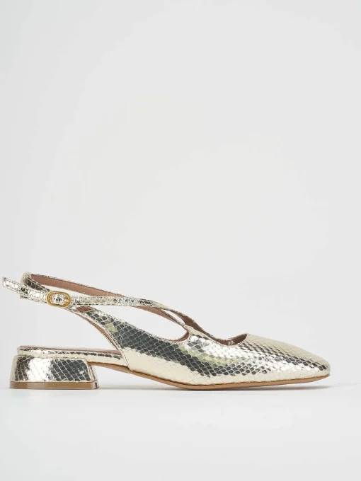 Slingback tacco 3 cm oro pitone