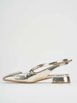 Slingback tacco 3 cm oro pitone