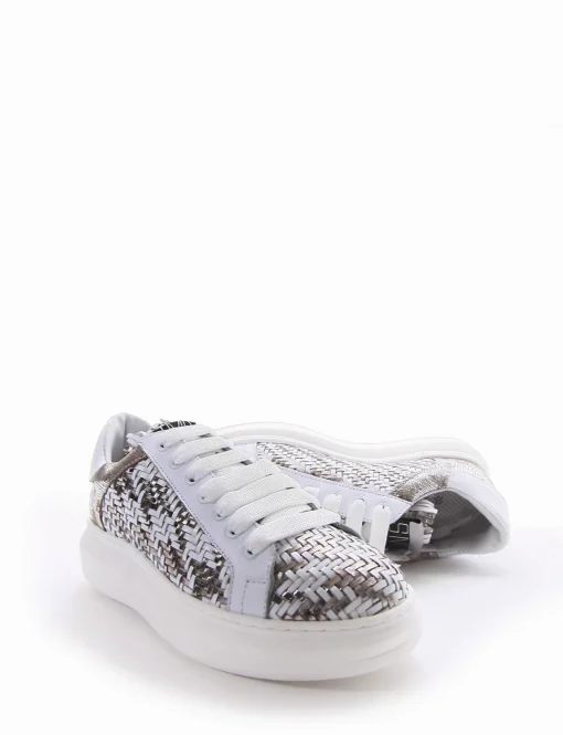 Sneakers con fondo alto 3 cm argento