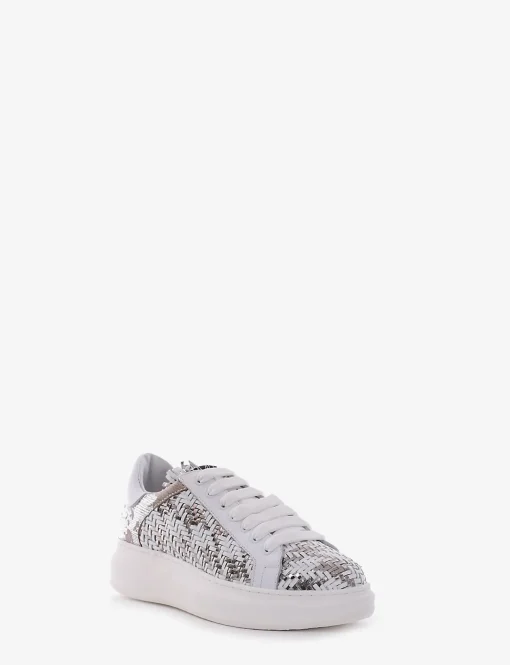 Sneakers con fondo alto 3 cm argento