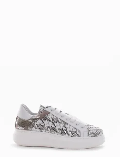 Sneakers con fondo alto 3 cm argento