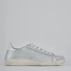 Sneakers pelle argento