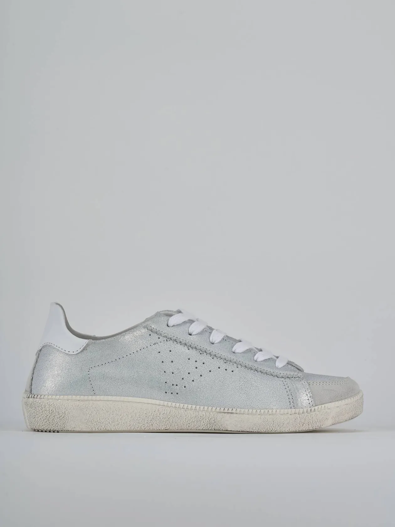 Sneakers pelle argento