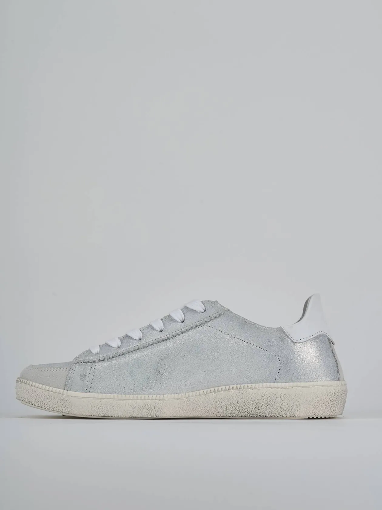 Sneakers pelle argento