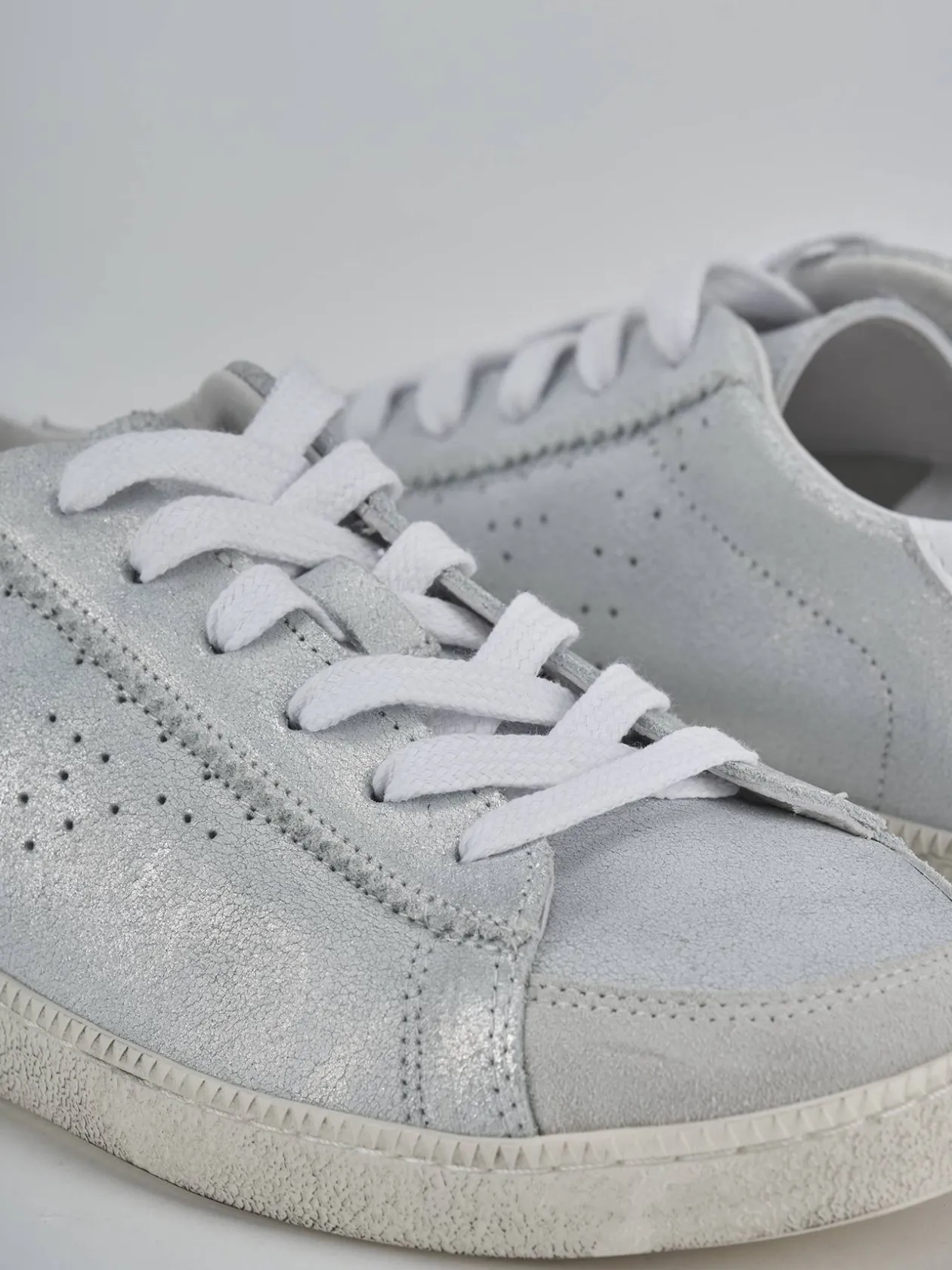 Sneakers pelle argento