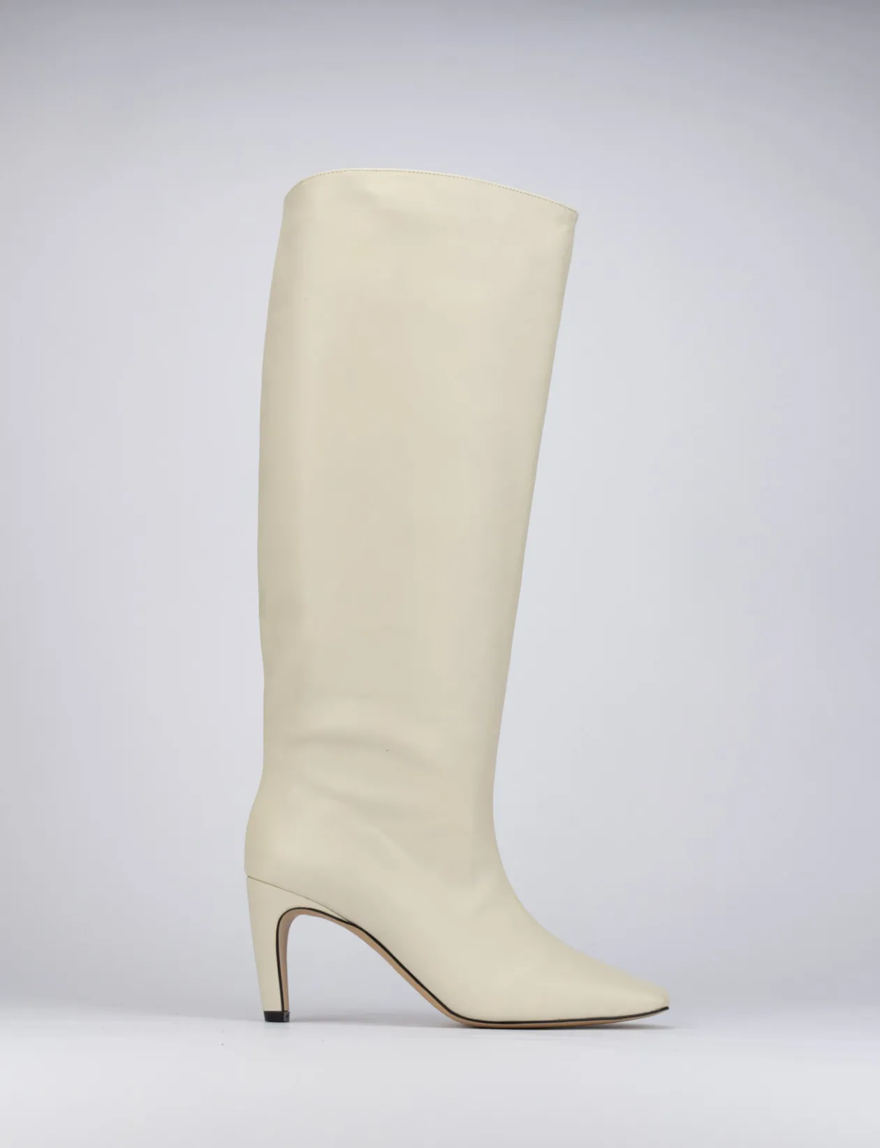 Stivale tacco 7 bianco pelle