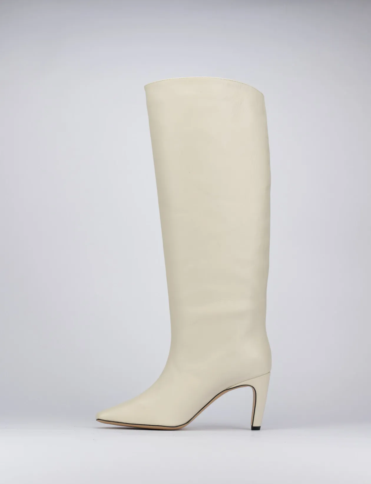 Stivale tacco 7 bianco pelle