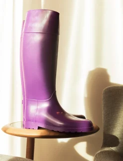 Stivale tacco 2 cm viola gomma
