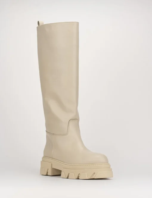 Stivale tacco 2 cm beige