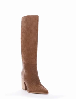 Stivale tacco 7 cm cuoio