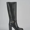 Stivale tacco 8 cm nero pelle
