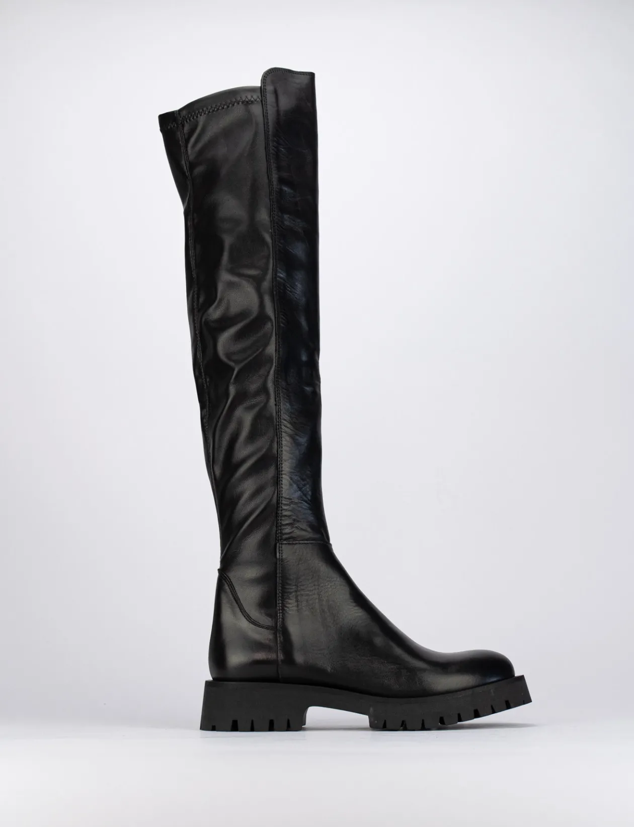 Stivale tacco 1 cm nero pelle